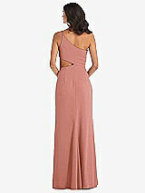 Rear View Thumbnail - Desert Rose One-Shoulder Midriff Cutout Maxi Dress