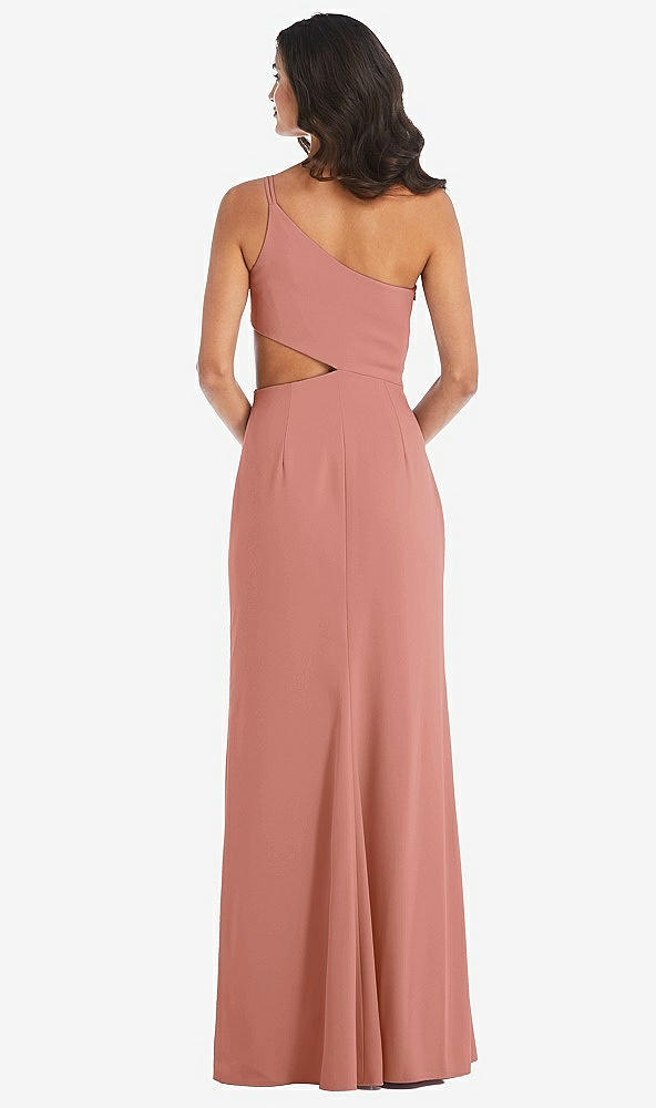 Back View - Desert Rose One-Shoulder Midriff Cutout Maxi Dress