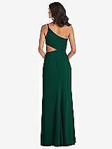Rear View Thumbnail - Hunter Green One-Shoulder Midriff Cutout Maxi Dress