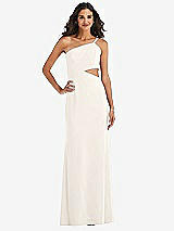 Front View Thumbnail - Ivory One-Shoulder Midriff Cutout Maxi Dress