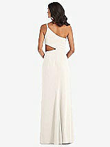 Rear View Thumbnail - Ivory One-Shoulder Midriff Cutout Maxi Dress