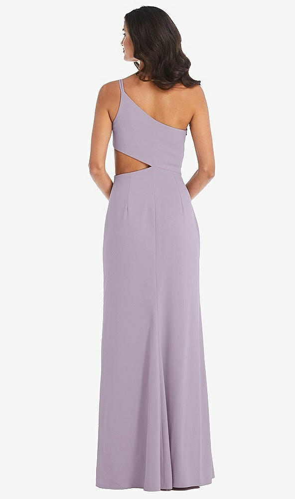 Back View - Lilac Haze One-Shoulder Midriff Cutout Maxi Dress