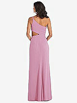 Rear View Thumbnail - Powder Pink One-Shoulder Midriff Cutout Maxi Dress