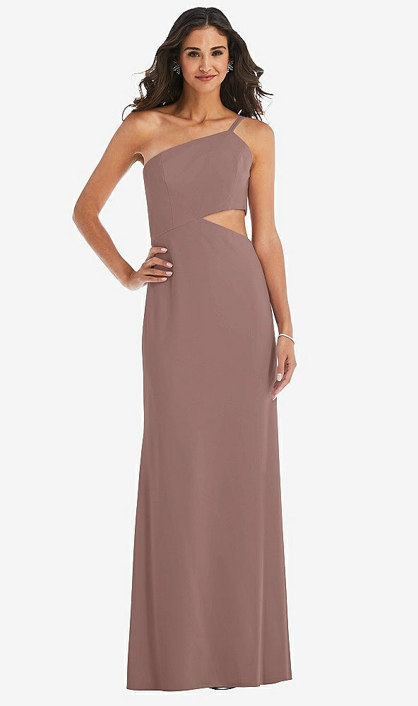 Front View - Sienna One-Shoulder Midriff Cutout Maxi Dress
