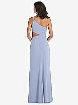 Rear View Thumbnail - Sky Blue One-Shoulder Midriff Cutout Maxi Dress