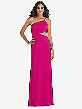 Front View Thumbnail - Think Pink One-Shoulder Midriff Cutout Maxi Dress