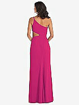 Rear View Thumbnail - Think Pink One-Shoulder Midriff Cutout Maxi Dress
