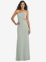 Front View Thumbnail - Willow Green One-Shoulder Midriff Cutout Maxi Dress