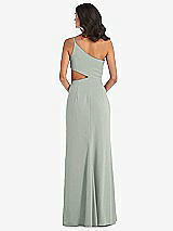 Rear View Thumbnail - Willow Green One-Shoulder Midriff Cutout Maxi Dress