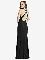 Front View Thumbnail - Black High-Neck Halter Dress with Twist Criss Cross Back 