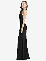 Side View Thumbnail - Black High-Neck Halter Dress with Twist Criss Cross Back 