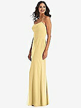 Side View Thumbnail - Buttercup Spaghetti Strap Tie Halter Backless Trumpet Gown