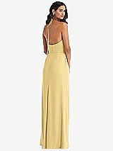 Rear View Thumbnail - Buttercup Spaghetti Strap Tie Halter Backless Trumpet Gown