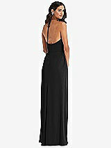 Rear View Thumbnail - Black Spaghetti Strap Tie Halter Backless Trumpet Gown