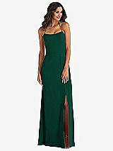 Front View Thumbnail - Hunter Green Spaghetti Strap Tie Halter Backless Trumpet Gown