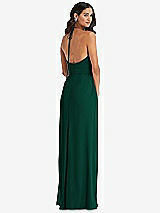 Rear View Thumbnail - Hunter Green Spaghetti Strap Tie Halter Backless Trumpet Gown