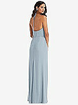 Rear View Thumbnail - Mist Spaghetti Strap Tie Halter Backless Trumpet Gown