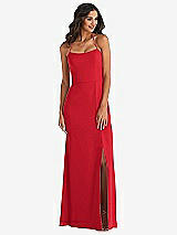 Front View Thumbnail - Parisian Red Spaghetti Strap Tie Halter Backless Trumpet Gown