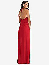 Rear View Thumbnail - Parisian Red Spaghetti Strap Tie Halter Backless Trumpet Gown