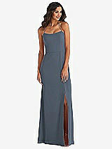 Front View Thumbnail - Silverstone Spaghetti Strap Tie Halter Backless Trumpet Gown