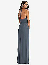 Rear View Thumbnail - Silverstone Spaghetti Strap Tie Halter Backless Trumpet Gown
