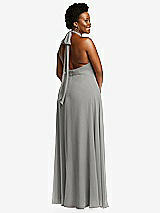 Rear View Thumbnail - Chelsea Gray High Neck Halter Backless Maxi Dress