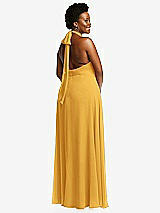 Rear View Thumbnail - NYC Yellow High Neck Halter Backless Maxi Dress