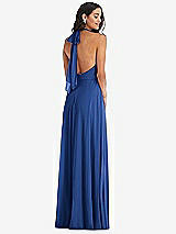 Alt View 4 Thumbnail - Classic Blue High Neck Halter Backless Maxi Dress
