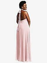 Rear View Thumbnail - Ballet Pink High Neck Halter Backless Maxi Dress