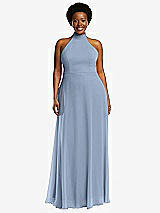 Front View Thumbnail - Cloudy High Neck Halter Backless Maxi Dress
