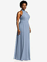 Side View Thumbnail - Cloudy High Neck Halter Backless Maxi Dress