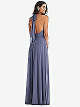 Alt View 4 Thumbnail - French Blue High Neck Halter Backless Maxi Dress