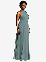 Side View Thumbnail - Icelandic High Neck Halter Backless Maxi Dress