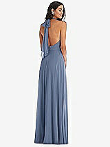 Alt View 4 Thumbnail - Larkspur Blue High Neck Halter Backless Maxi Dress