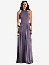 Alt View 2 Thumbnail - Lavender High Neck Halter Backless Maxi Dress