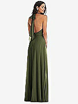 Alt View 4 Thumbnail - Olive Green High Neck Halter Backless Maxi Dress