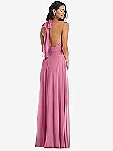 Alt View 4 Thumbnail - Orchid Pink High Neck Halter Backless Maxi Dress