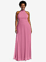 Front View Thumbnail - Orchid Pink High Neck Halter Backless Maxi Dress