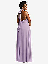Rear View Thumbnail - Pale Purple High Neck Halter Backless Maxi Dress