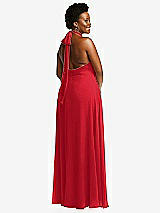 Rear View Thumbnail - Parisian Red High Neck Halter Backless Maxi Dress