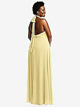 Rear View Thumbnail - Pale Yellow High Neck Halter Backless Maxi Dress