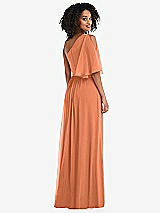 Rear View Thumbnail - Sweet Melon One-Shoulder Bell Sleeve Chiffon Maxi Dress