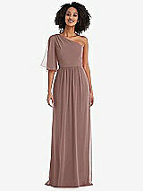 Front View Thumbnail - Sienna One-Shoulder Bell Sleeve Chiffon Maxi Dress