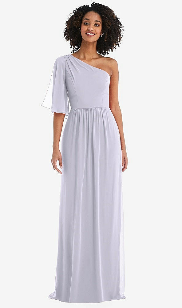 Front View - Silver Dove One-Shoulder Bell Sleeve Chiffon Maxi Dress