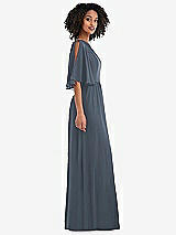 Side View Thumbnail - Silverstone One-Shoulder Bell Sleeve Chiffon Maxi Dress