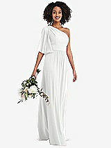 Alt View 1 Thumbnail - White One-Shoulder Bell Sleeve Chiffon Maxi Dress