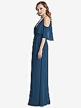 Side View Thumbnail - Dusk Blue Convertible Cold-Shoulder Draped Wrap Maxi Dress