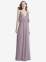 Alt View 3 Thumbnail - Lilac Dusk Convertible Cold-Shoulder Draped Wrap Maxi Dress
