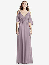 Front View Thumbnail - Lilac Dusk Convertible Cold-Shoulder Draped Wrap Maxi Dress