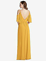 Rear View Thumbnail - NYC Yellow Convertible Cold-Shoulder Draped Wrap Maxi Dress